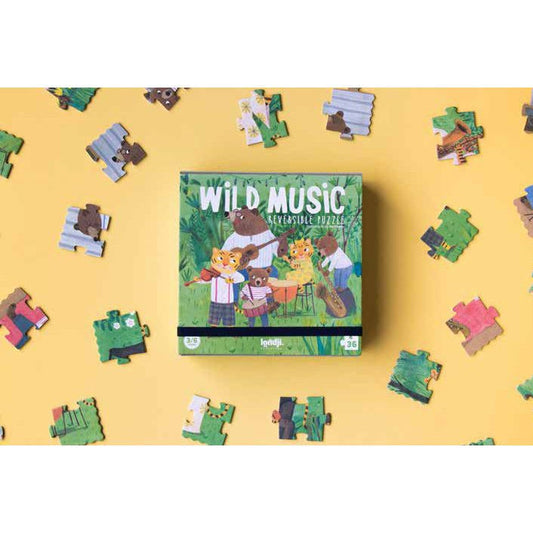 Zweiseitige Puzzles für Kinder Wilde Musik