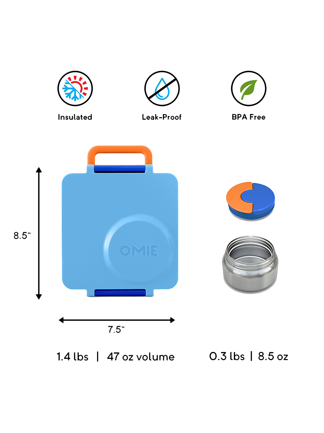 OmieBox Lunchbox mit Thermoskanne und Fächern