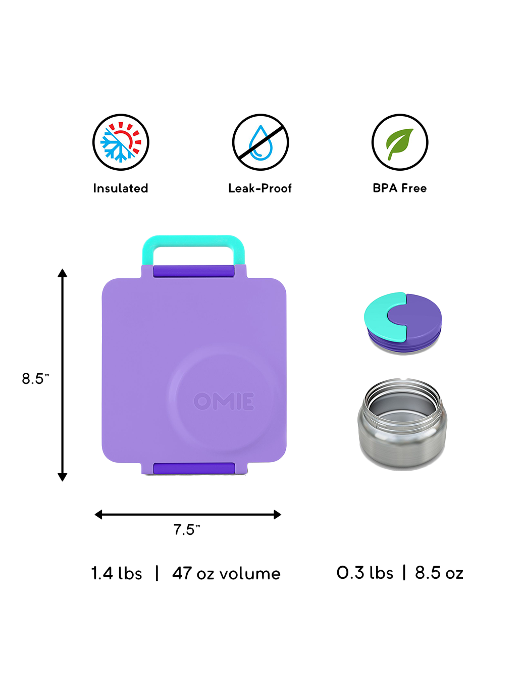 OmieBox Lunchbox mit Thermoskanne und Fächern