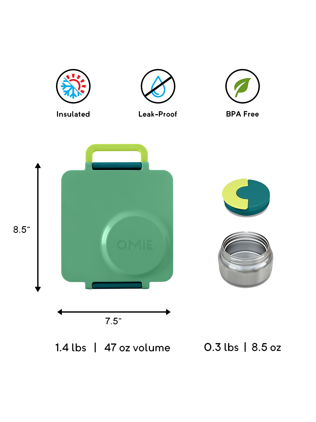 OmieBox Lunchbox mit Thermoskanne und Fächern