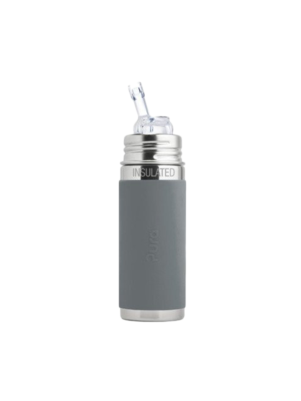 bouteille thermos en acier avec couvercle en silicone gris 260 ml