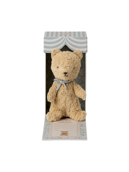 Der erste Teddybär in einer Geschenkbox