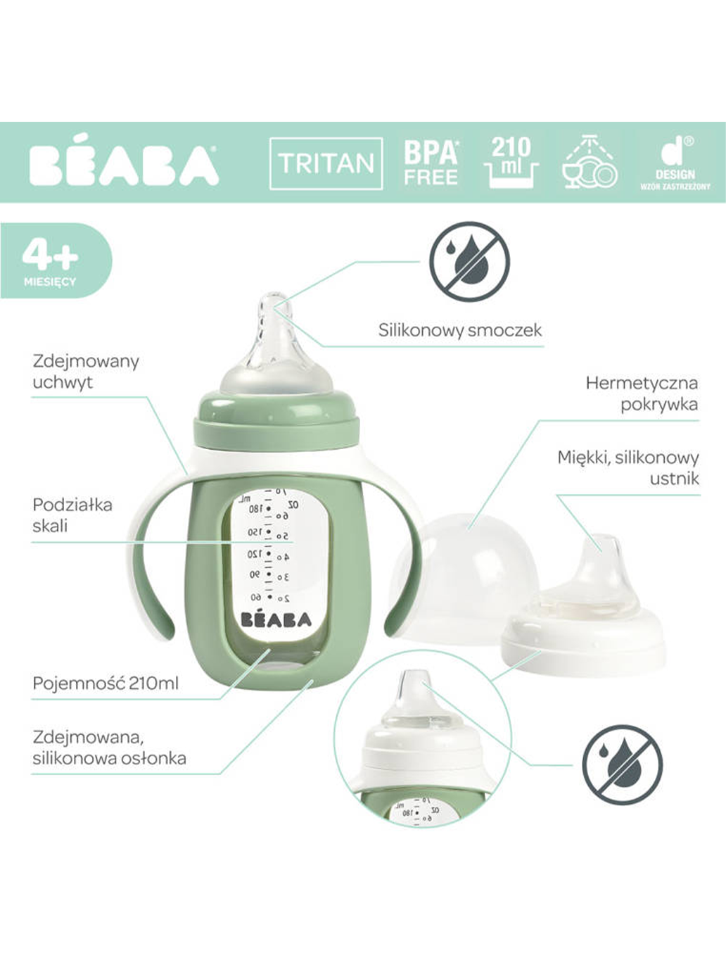 Trainingsflasche aus Glas in einer 2-in-1-Silikonhülle