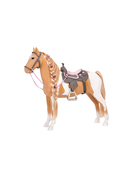 Grand cheval Palomino de 50 cm avec accessoires