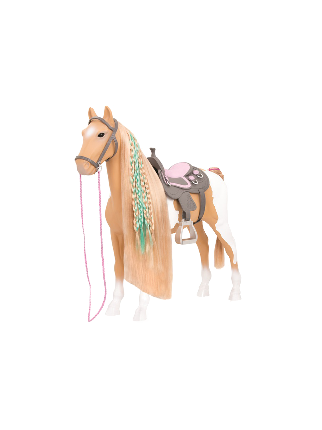 Grand cheval Palomino de 50 cm avec accessoires