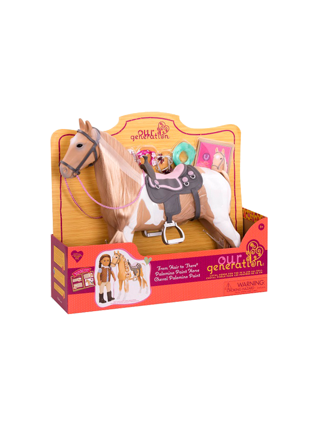 Grand cheval Palomino de 50 cm avec accessoires