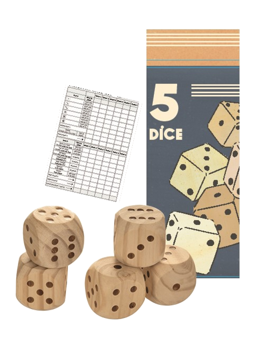 grands dés en bois pour jeux 5 pcs.