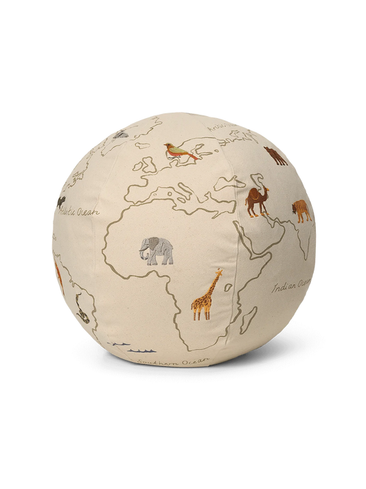 Pouf rond avec une carte du monde
