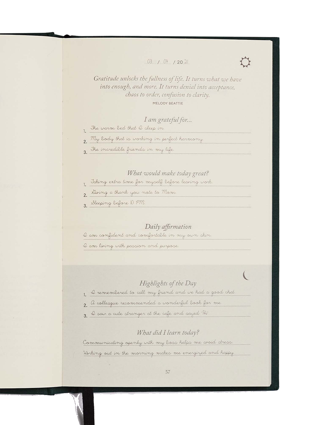 Das Five-Minute-Journal-Notizbuch