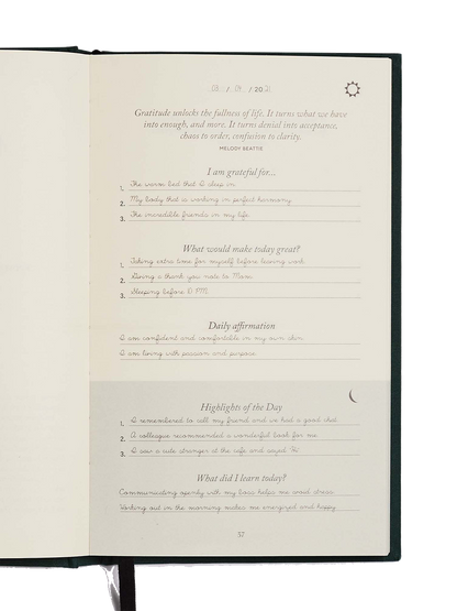 Das Five-Minute-Journal-Notizbuch