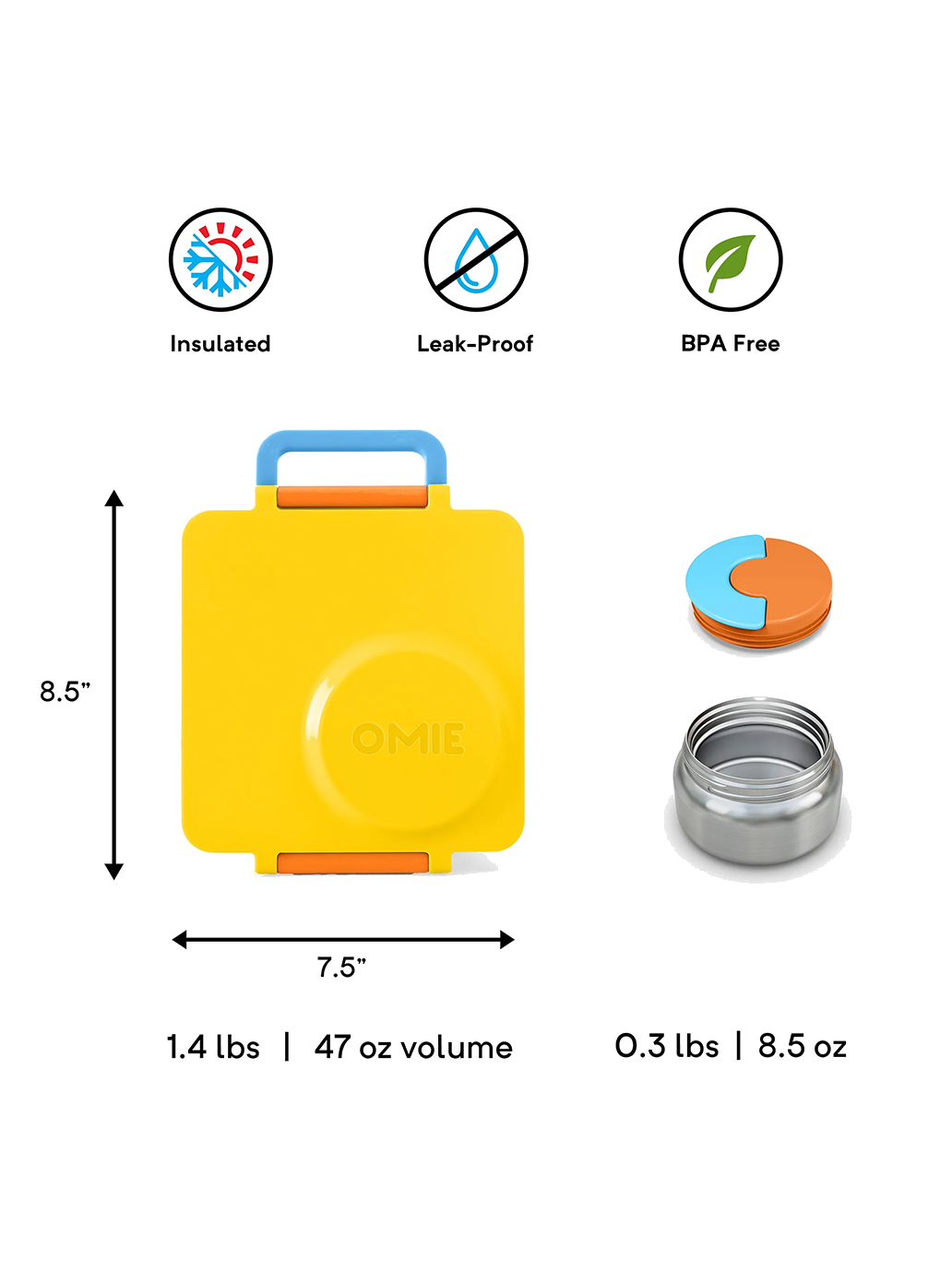 OmieBox Lunchbox mit Thermoskanne und Fächern