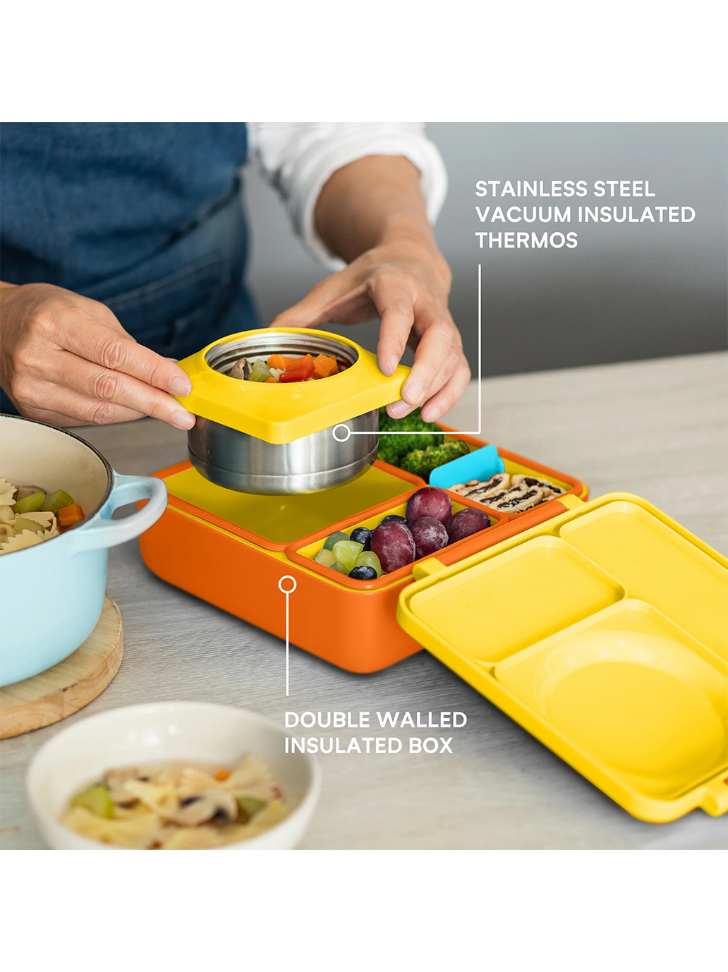 OmieBox Lunchbox mit Thermoskanne und Fächern