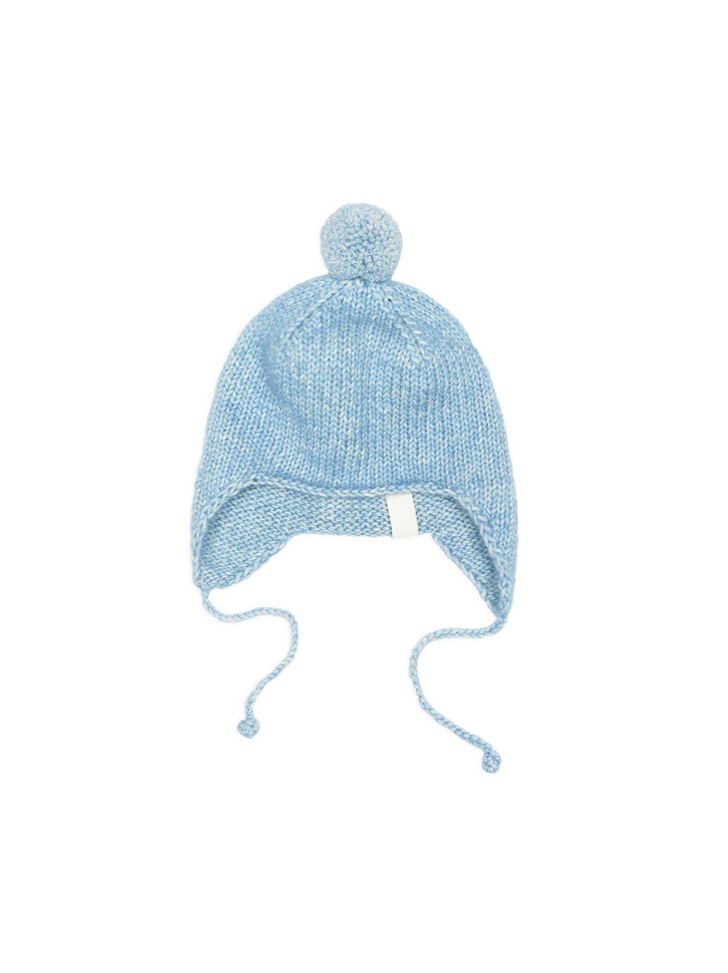 Bonnet bébé en laine mérinos avec pompon