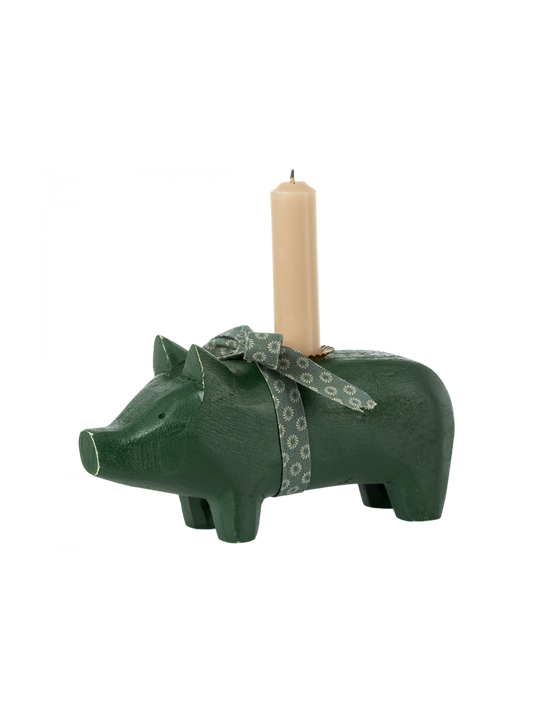 Kerzenhalter Schwein aus Holz, mittelgroß