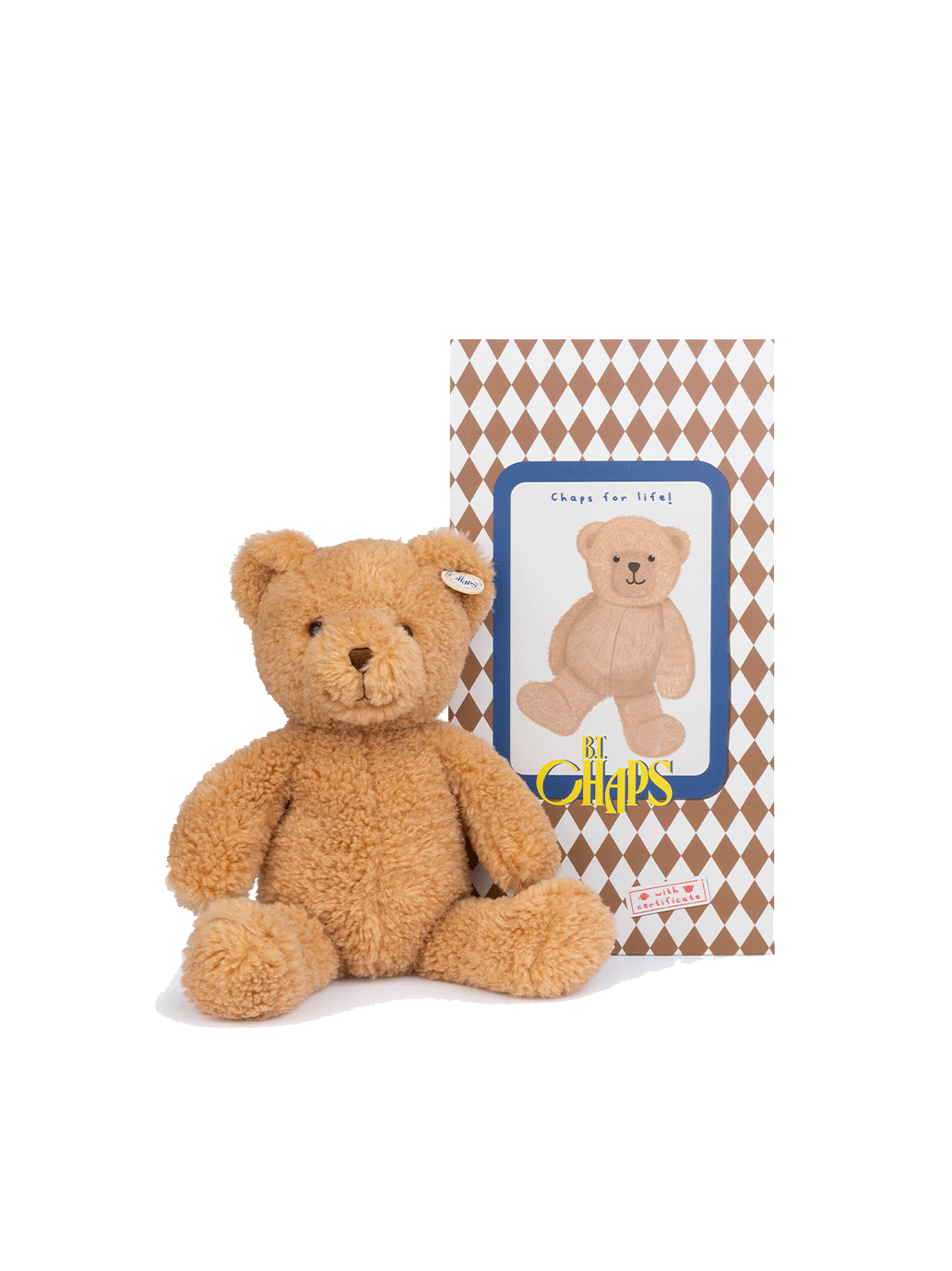 Gus l'ours pote dans une boîte cadeau