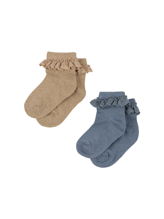 2er-Pack Socken aus Lurex mit Spitze