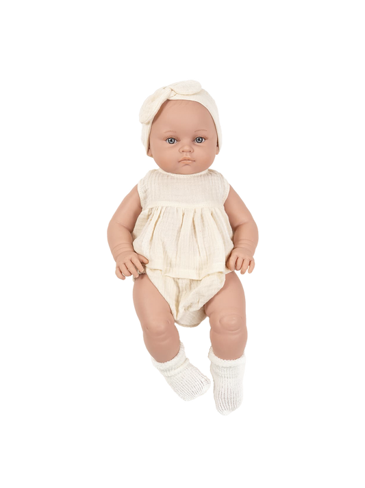 Grande poupée bébé 47 cm en barboteuse mousseline