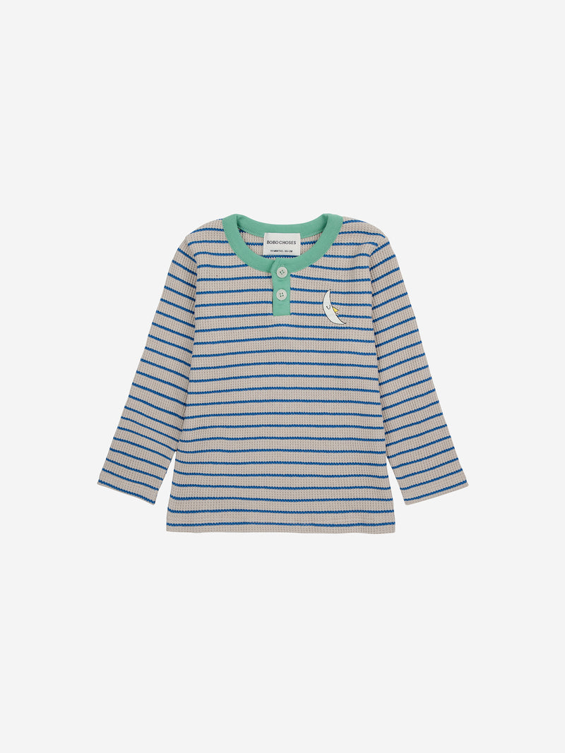 T-shirt boutonné gaufré Baby Stripes