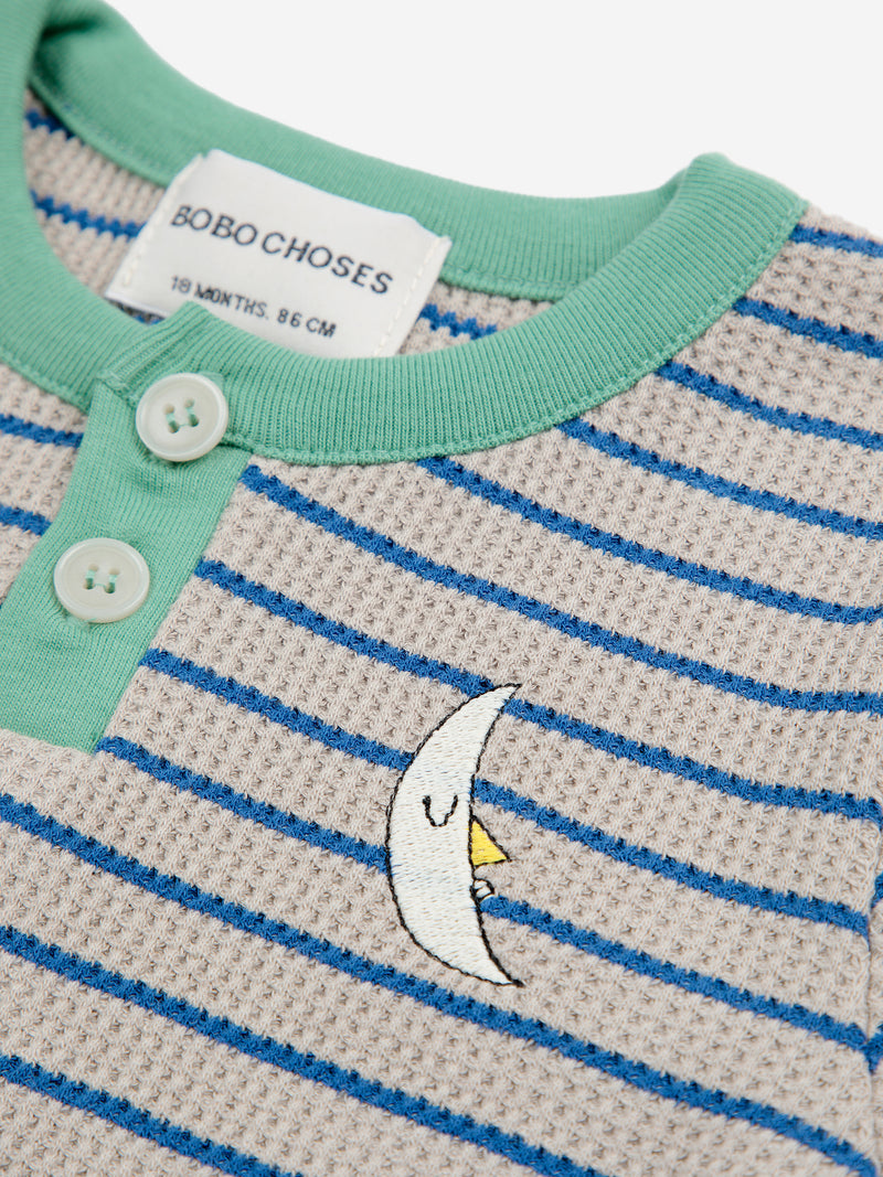 T-shirt boutonné gaufré Baby Stripes