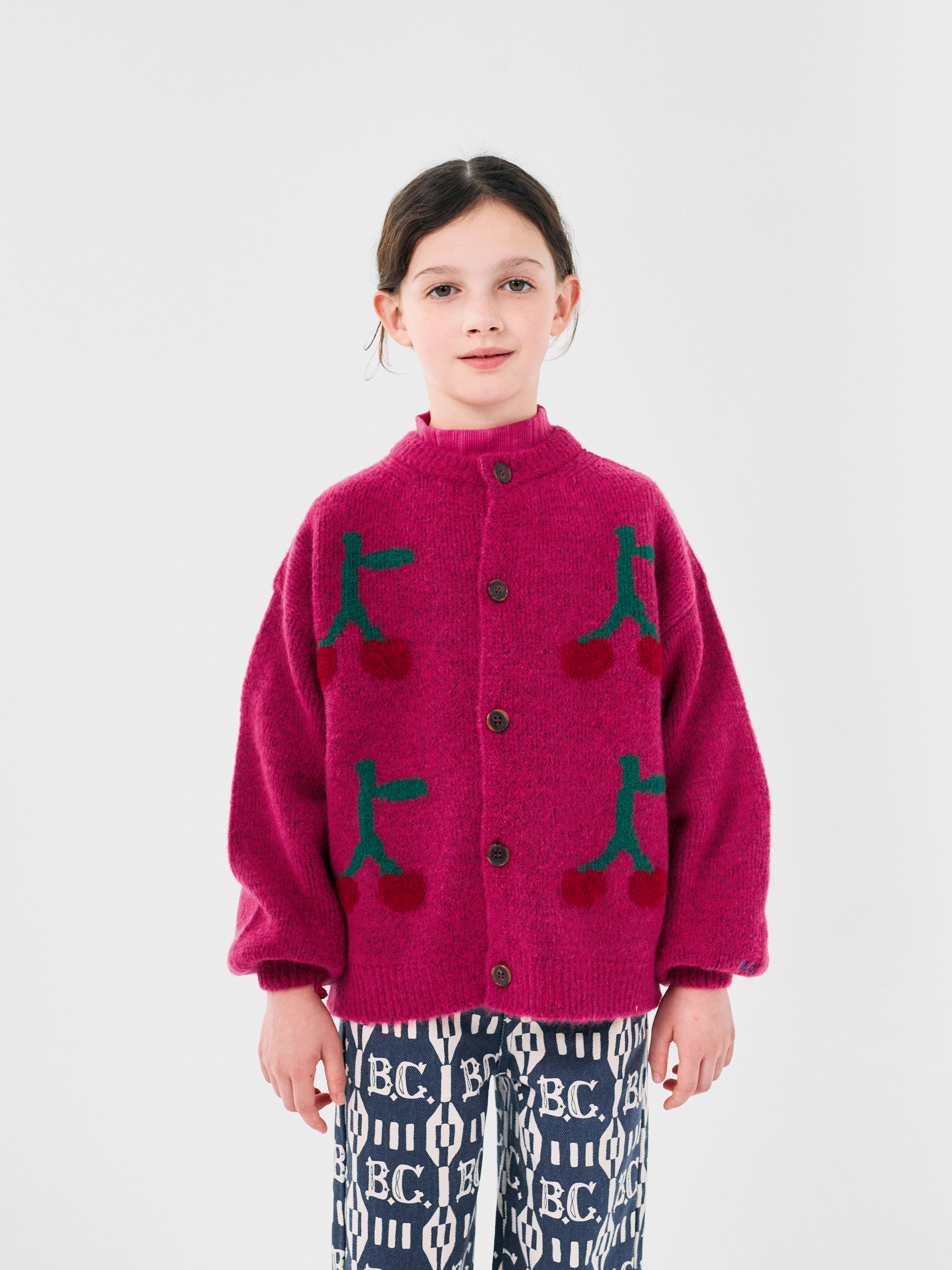 Cardigan intarsia Bobo Cerise