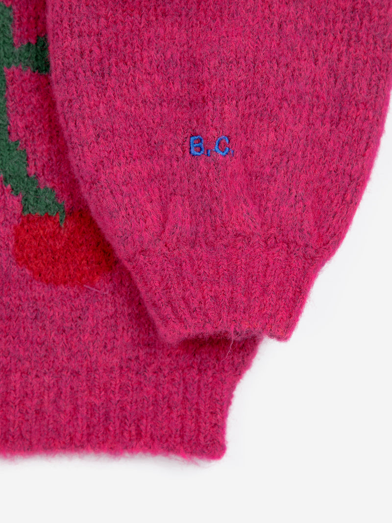 Cardigan intarsia Bobo Cerise