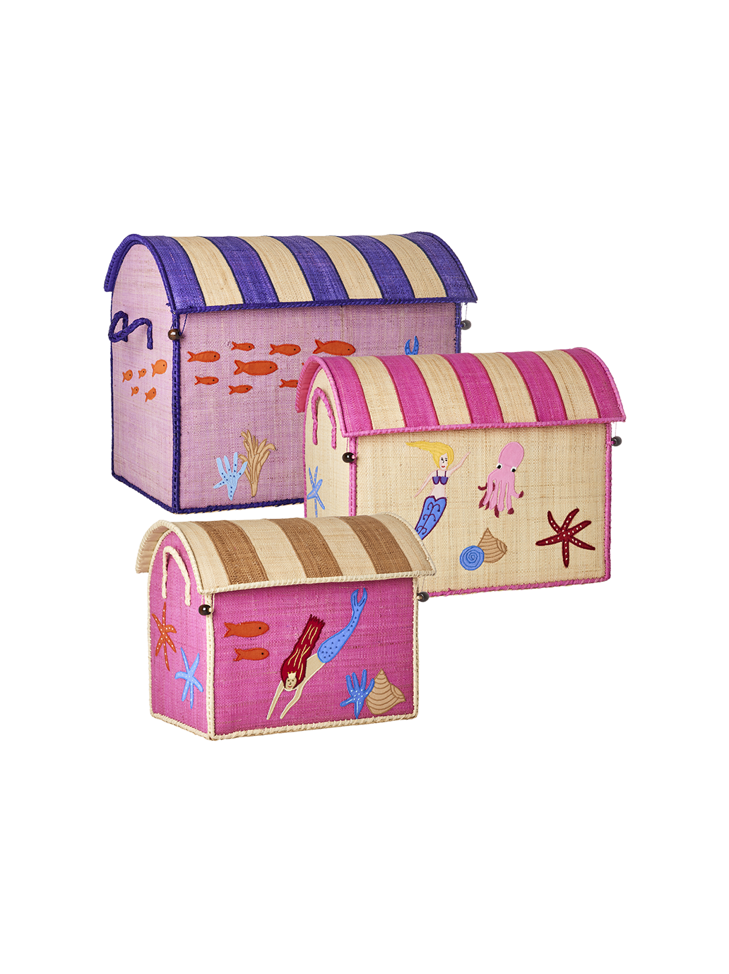 Paniers de rangement en raphia lot de 3