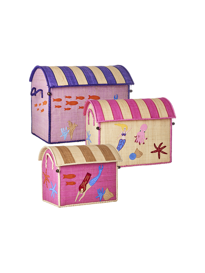 Paniers de rangement en raphia lot de 3