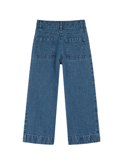 Pantalon brodé à poches fleuries