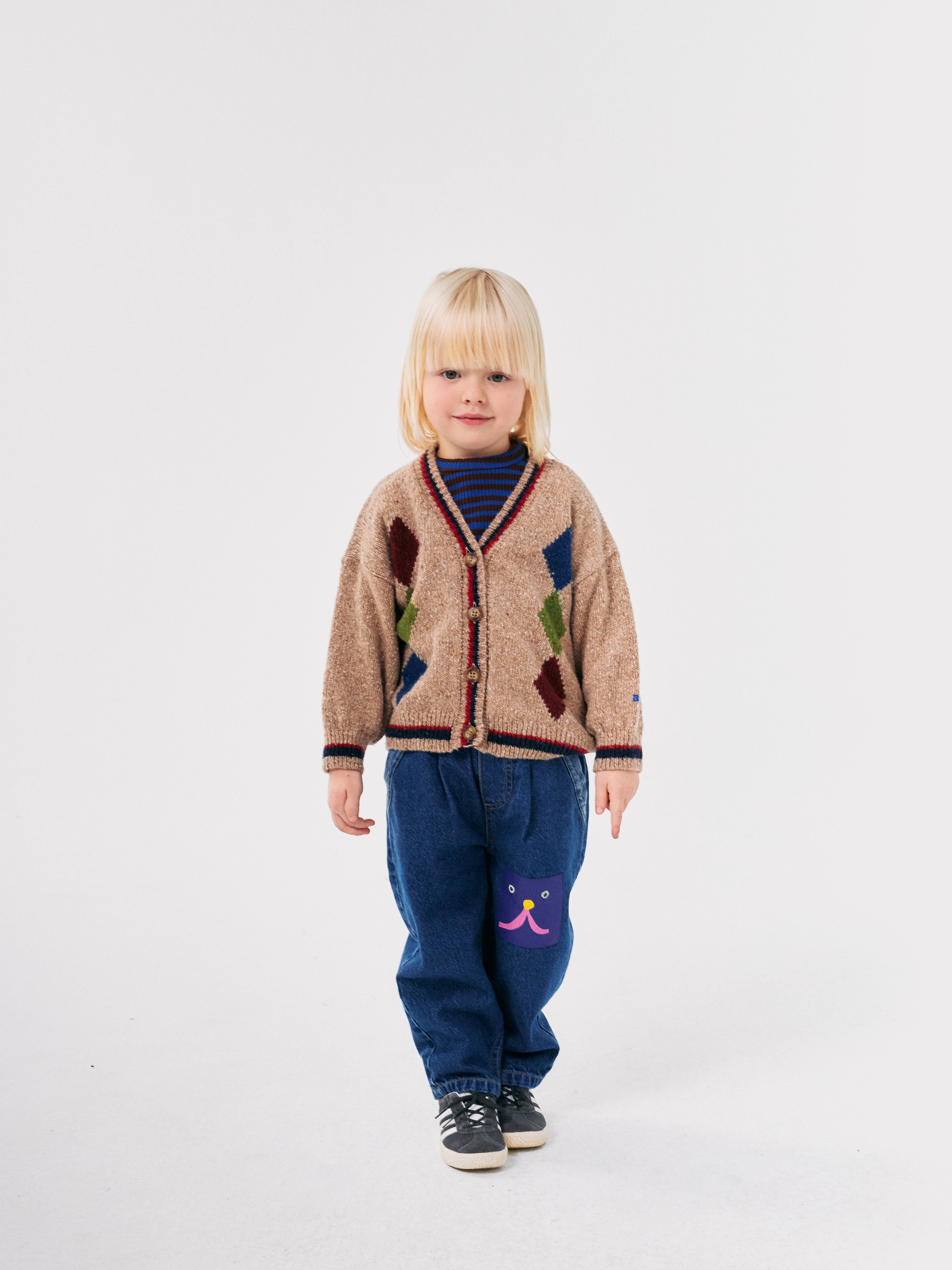 Bobo Strickjacke mit Rauten-Intarsienmuster