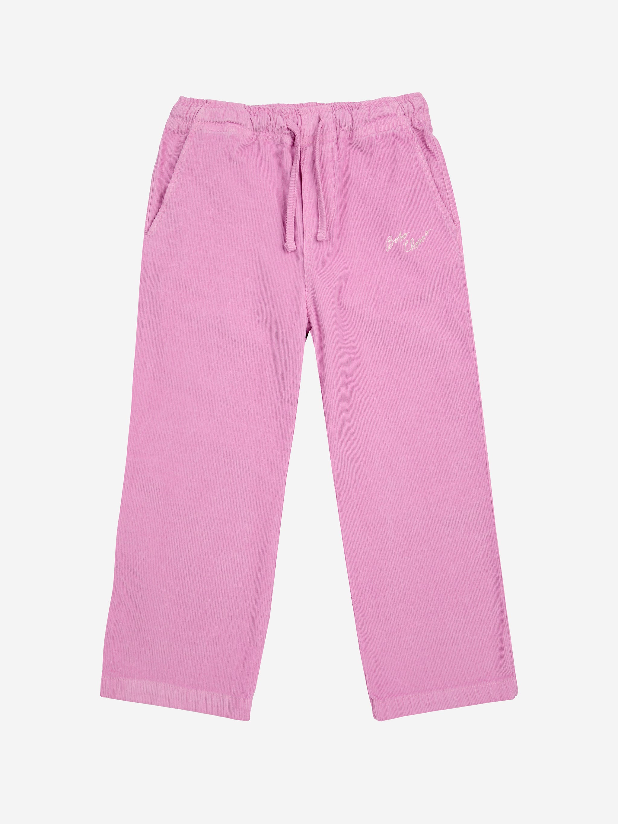 Pantalon droit en velours côtelé rose Abracadabra