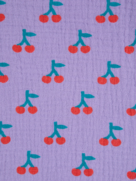 Ensemble mousseline et bavoir à motif cerise