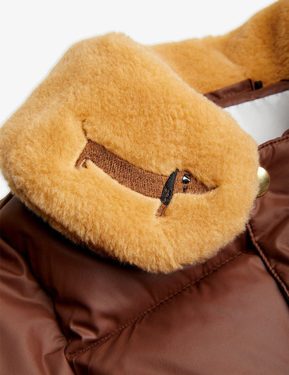 Pufferjacke mit Hunde-Stickerei