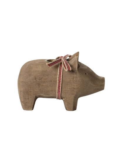 Bougeoir cochon en bois Petit modèle