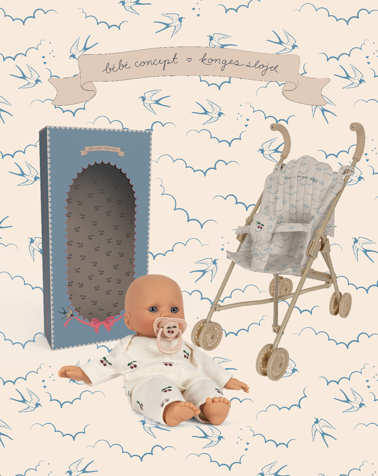 Konges x BÉBÉ Bibi Puppenwagen-Set