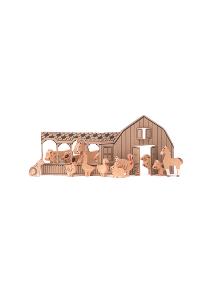 set de 14 figurines en bois La Ferme