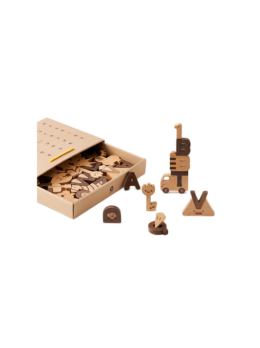 Blocs en bois - Puzzle de jeu de blocs de jeu Alphabet