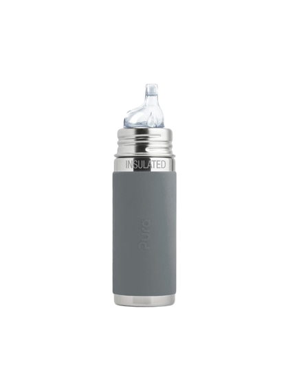 Edelstahl-Thermoflasche mit grauem Silikonüberzug 260 ml