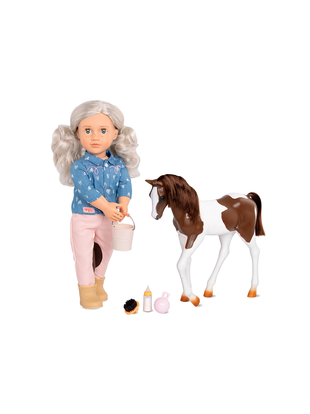 Yanira Puppe 46cm mit Fohlen und Zubehör